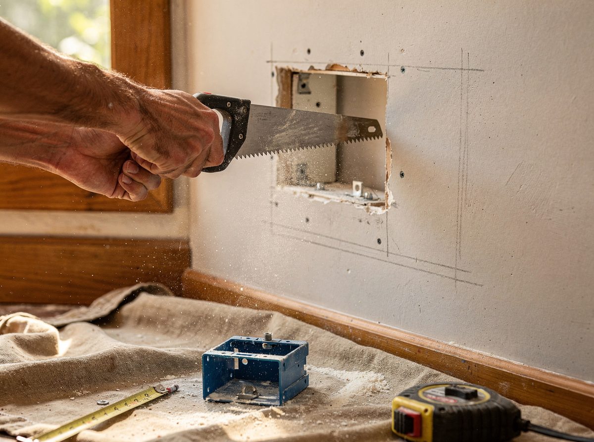 Cutting drywall for a new old-work electrical box